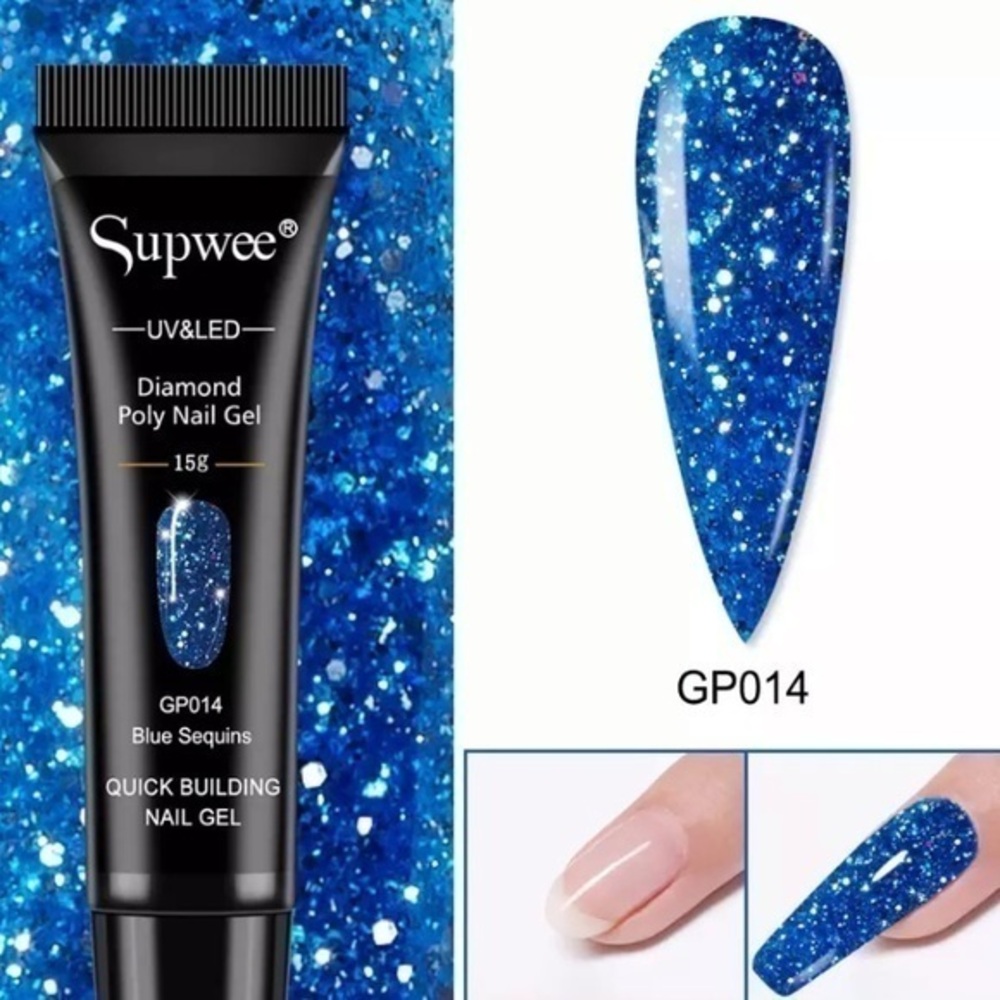 COPY - Gorgeous blue glitter polygel